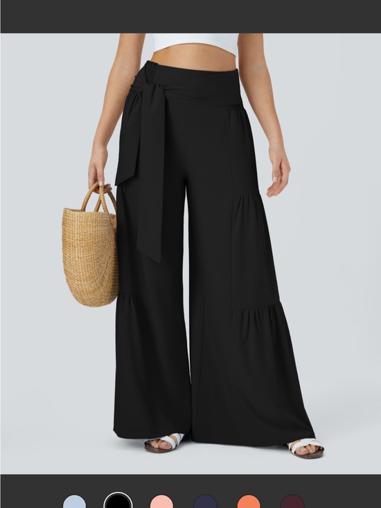 HALARA Pants - HALARA Black Wide-Leg Tie-Waist Palazzo Pants